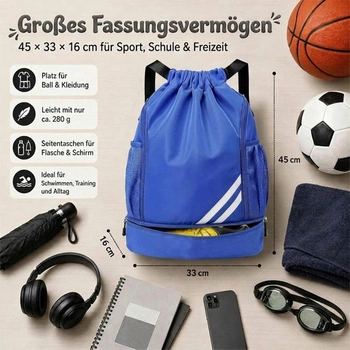 Dětská sportovní taška, taška do posilovny, sportovní batoh, sportovní taška, modrá