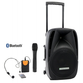 Aktívny box s akumulátorom, MP3, bluetooth, 200 W, čierny - B