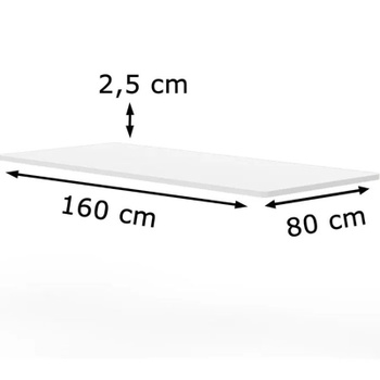 Stolová doska FDT1608-White, 160 x 80 x 2,5 cm, biela - N