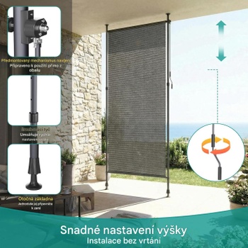 Markíza s upínacími svorkami HLS023-4, 200 x 270 cm, sivá - A