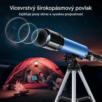 Astronomický teleskopický ďalekohľad F36050M, 360/50 mm, 90 x HD zoom, čierno/modrý - A