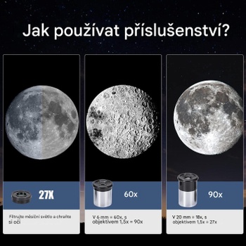 Astronomický teleskopický ďalekohľad F36050M, 360/50 mm, 90 x HD zoom, čierno/modrý - A