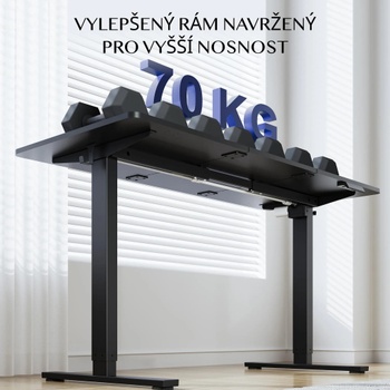 Výškovo nastaviteľný stôl QE1B-1260-EU, 120 x 60 cm, čierny - A