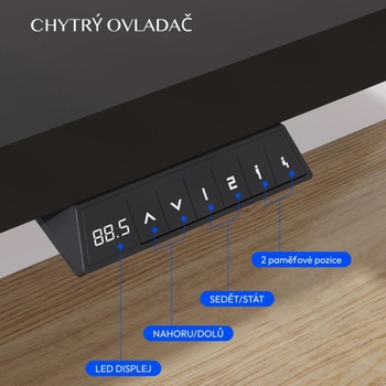 Výškovo nastaviteľný stôl QE1B-1260-EU, 120 x 60 cm, čierny - A