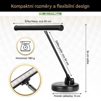 LED lampa na klavír 00032353, s 15 LED diódami, čierna - A