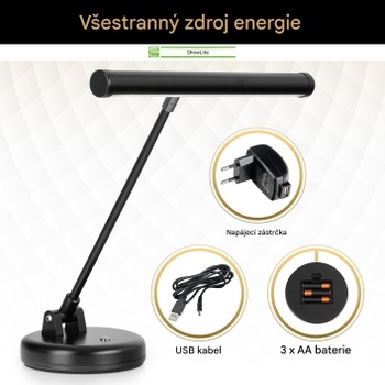 LED lampa na klavír 00032353, s 15 LED diódami, čierna - A