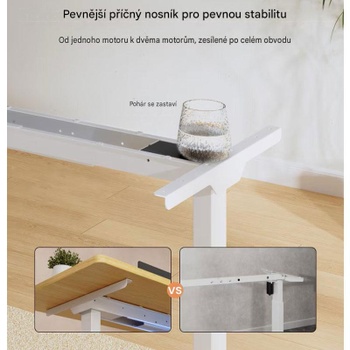 Výškovo nastaviteľný stôl E150M-4824-EU02, 120 x 60 cm, javor/biely - A