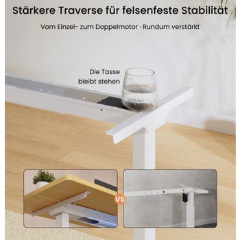 Výškovo nastaviteľný stôl E150M-4824-EU02, 120 x 60 cm, javor/biely - A