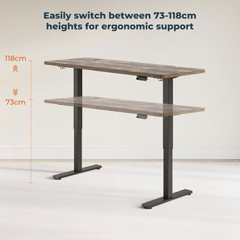 Výškovo nastaviteľný stôl FQ1D-1660-EUV2, 160 x 60 cm, čierno / hnedý - B