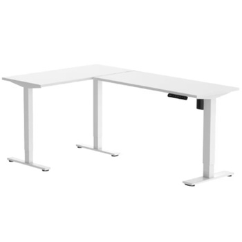 Výškovo nastaviteľný stôl Q1LW-18012-EUV2, v tvare L, 180 x 120 cm, biely - B