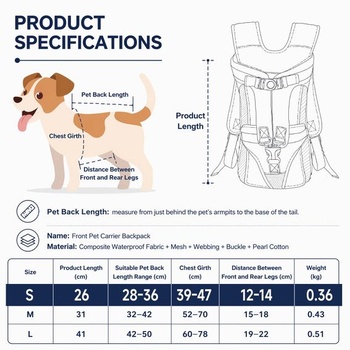 Batoh pre psov do 10 kg Zinueen veľ. S