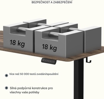 Výškovo nastaviteľný stôl QN1D-1460-EUV1, 140 x 60 cm, čierno / hnedý - A