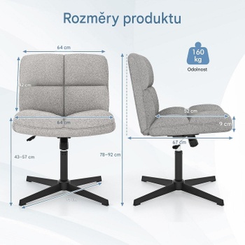 Ergonomická kancelárska stolička 42509, šedá - A