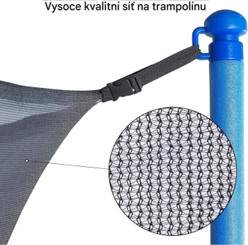 Univerzálna náhradná sieť na trampolínu s nastaviteľnými popruhmi a zipsom, 6 tyčí, 305 cm, čierna - A
