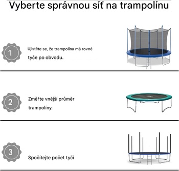 Univerzálna náhradná sieť na trampolínu s nastaviteľnými popruhmi a zipsom, 6 tyčí, 305 cm, čierna - A