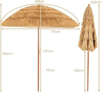 Slamený slnečník s možnosťou naklápania RS03047DE, 200 cm, béžový - A