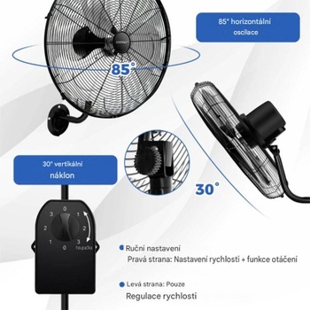 Nástenný ventilátor TAN10311630, 56 cm, 120 W, čierny - A