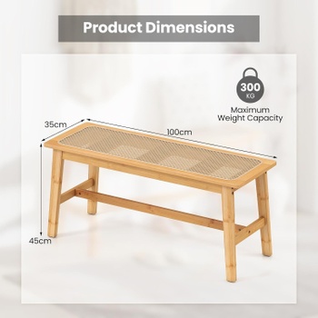 Lavica z bambusu MY45784QDES, 100 x 35 x 45 cm, nosnosť až 300 kg, prírodná - A