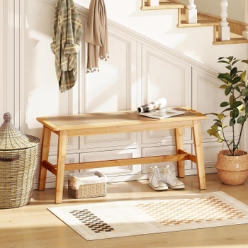Lavica z bambusu MY45784QDES, 100 x 35 x 45 cm, nosnosť až 300 kg, prírodná - A