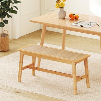 Lavica z bambusu MY45784QDES, 100 x 35 x 45 cm, nosnosť až 300 kg, prírodná - A