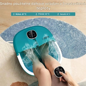 Skladací masážny prístroj na nohy ES10123DE-TU so 16 masážnymi valčekmi, tyrkysová - A