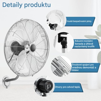 Nástenný ventilátor TAN10311630GB, 56 cm, 120 W, strieborný - B
