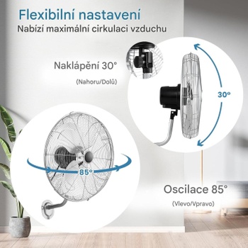 Nástenný ventilátor TAN10311630GB, 56 cm, 120 W, strieborný - B