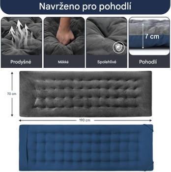 Kempingový matrac so 4 upevňovacími popruhmi B0GVK3ZGRF, 190 x 70 x 7 cm, tmavo šedá - A