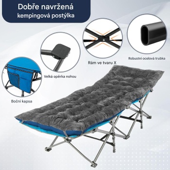 Kempingový matrac so 4 upevňovacími popruhmi B0GVK3ZGRF, 190 x 70 x 7 cm, tmavo šedá - A