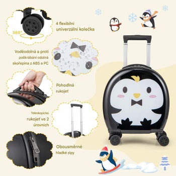 4dielna sada detskej batožiny GY040SF, s kolieskami, bielo/čierna - B