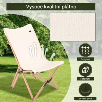 Záhradná stolička s pevným bambusovým rámom, 57 x 72,5 x 92,5 cm, nosnosť 150 kg, béžová - A