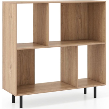 2poschodová knižnica s kovovými nohami SK-JV12172, 30,5 x 89,5 x 89,5 cm, prírodná - B