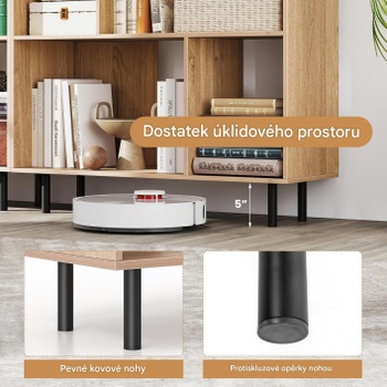 2poschodová knižnica s kovovými nohami SK-JV12172, 30,5 x 89,5 x 89,5 cm, prírodná - B