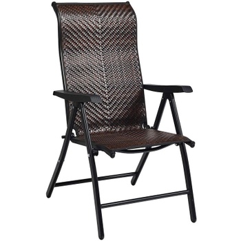Skladacia ratanová stolička, 72,5 x 58,7 x 81,9-111,9 cm, nosnosť 113 kg, hnedá - A