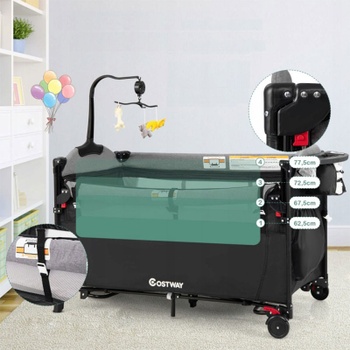 Detská cestovná postieľka BC10227DE-DK, 5 v 1, 65 x 125 cm, čierna - A