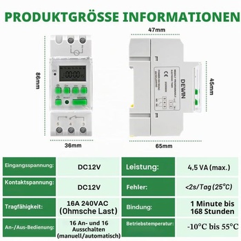 DEWIN Časový spínač na DIN lištu, digitálny časovač, týždenný programovateľný elektronický časovač s