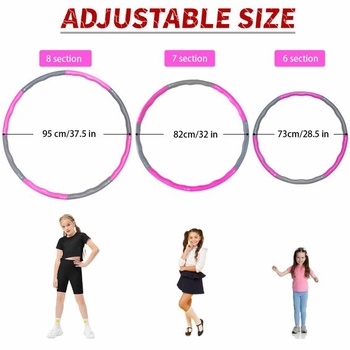LETAO Hula Hoop pre deti a dospelých | Chudnutie od 12+ rokov | Ružovosivá 1,2 kg | Vlnový dizajn s penou