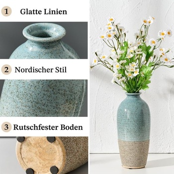 Keramická váza PORCER, elegantní modrohnědý design, jednoduchá váza v severském stylu pro