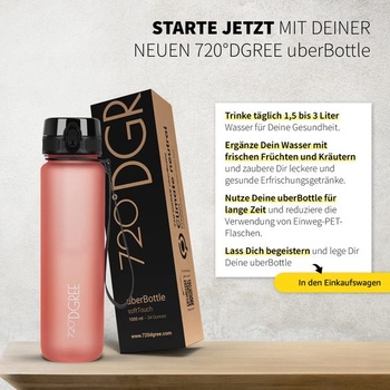 720°DGREE uberBottle – bez BPA, 6 veľkostí, viac ako 40 farieb, 650 ml, 31 Flamingo Pink | Mäkký na