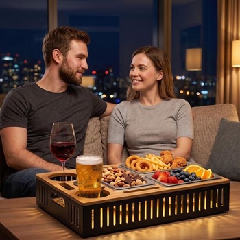 Krabička na desiatu Couchbar, perforovaná krabička na desiatu s priehradkami a svetelným efektom,