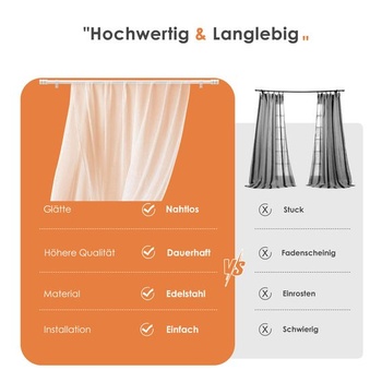 Biela výsuvná tyč na záclony, 25mm tyč na záclony 66-222 cm Biela 66-222 cm