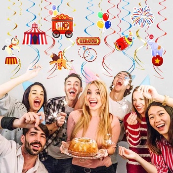 48dílná sada cirkusových dekorací na večírky, karneval v Kolíně nad Rýnem, závěsné dekorace,