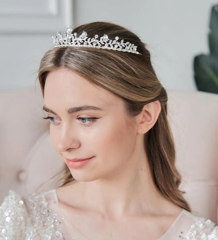 Lovelyshop Královská křišťálová princeznovská tiara ze slitiny pro dámu na svatbu - stříbrná čirá