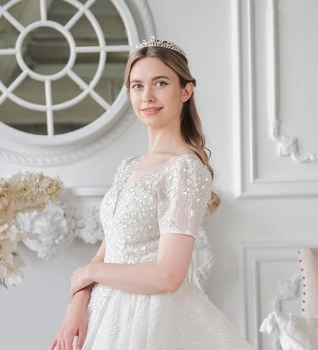 Lovelyshop Královská křišťálová princeznovská tiara ze slitiny pro dámu na svatbu - stříbrná čirá