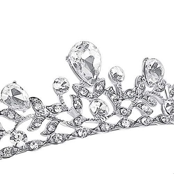 Lovelyshop Královská křišťálová princeznovská tiara ze slitiny pro dámu na svatbu - stříbrná čirá
