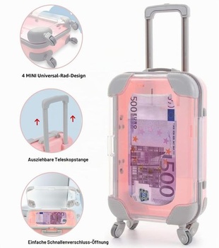 Dárková krabička TAKONE s kufrem na peníze, mini kufr, 500 eur, ponožky, růžové