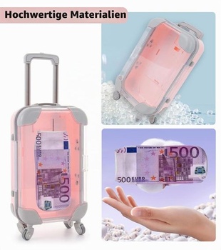 Dárková krabička TAKONE s kufrem na peníze, mini kufr, 500 eur, ponožky, růžové