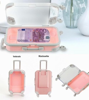 Dárková krabička TAKONE s kufrem na peníze, mini kufr, 500 eur, ponožky, růžové