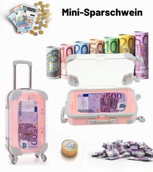 Dárková krabička TAKONE s kufrem na peníze, mini kufr, 500 eur, ponožky, růžové