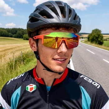 FEISEDY Sportovní sluneční brýle Pánské cyklistické brýle Dámské zrcadlové B0177 Červené zrcadlové